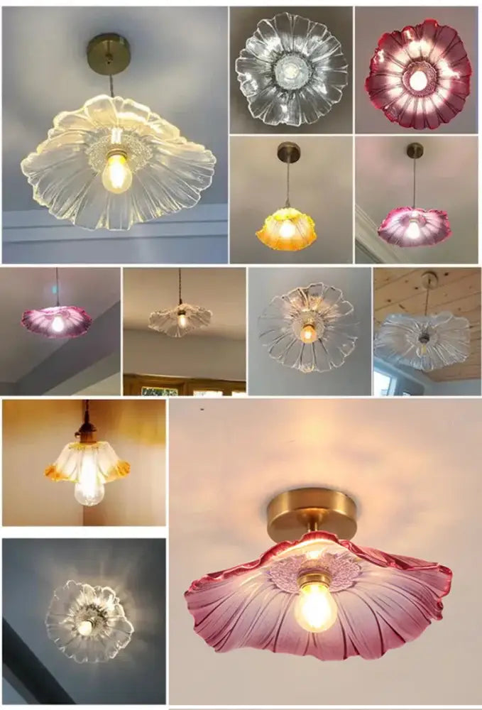 Modern green leaf glass e27 ceiling lights for bedroom interiors
