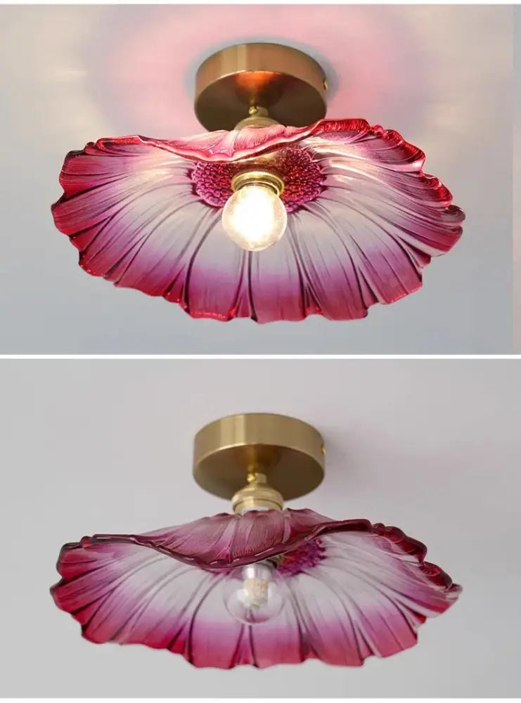 Modern green leaf glass e27 ceiling lights for bedroom interiors