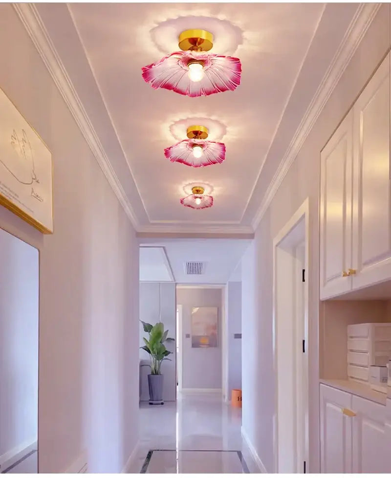 Modern green leaf glass e27 ceiling lights for bedroom interiors
