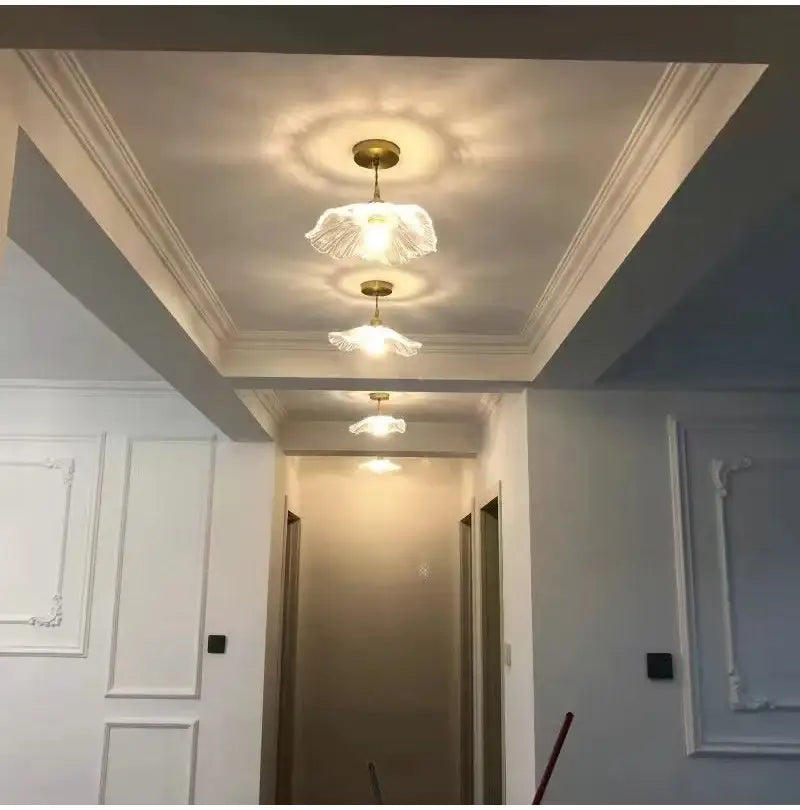 Modern green leaf glass e27 ceiling lights for bedroom interiors