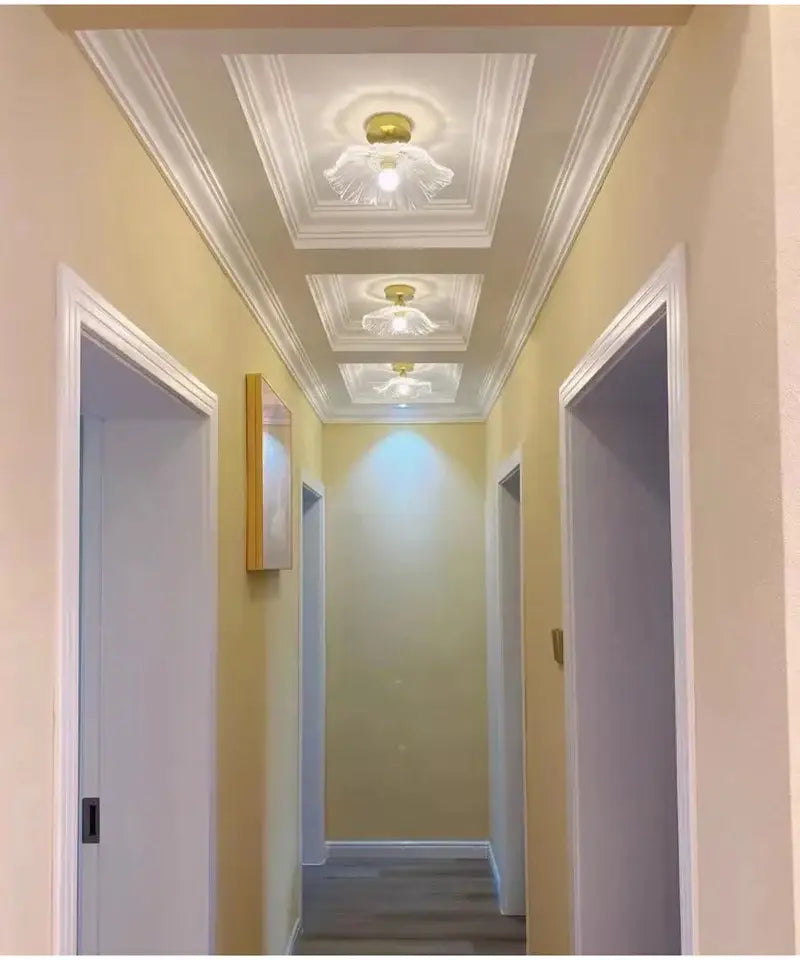 Modern green leaf glass e27 ceiling lights for bedroom interiors
