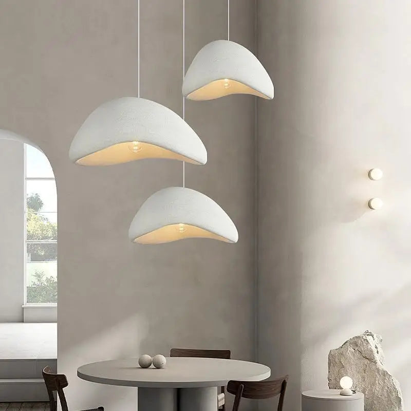 Modern gray and yellow dome pendant light dining room warm light
