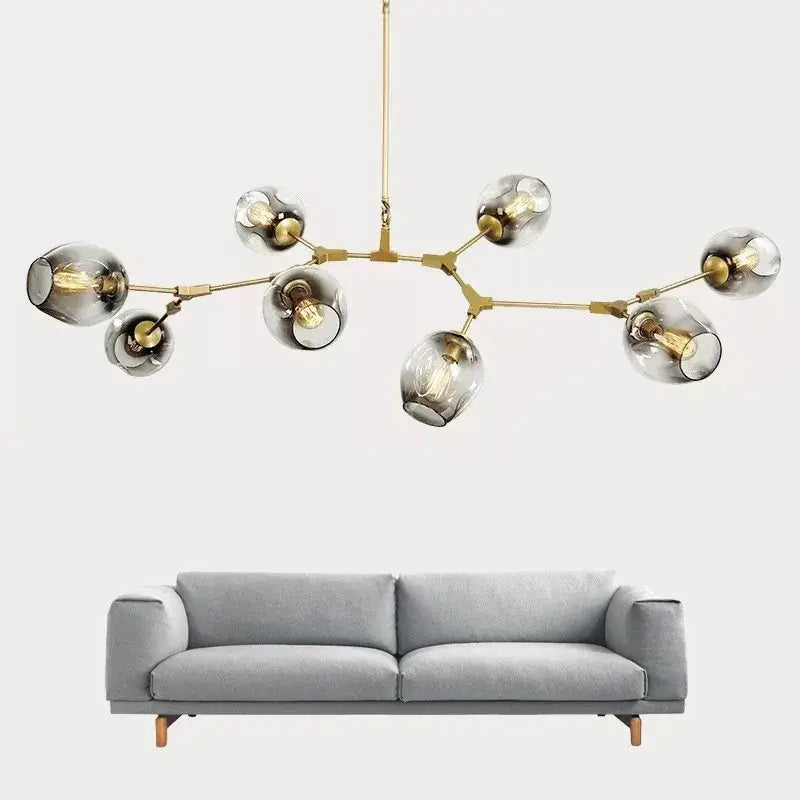 Modern gray nordic glass ball led chandelier dining room