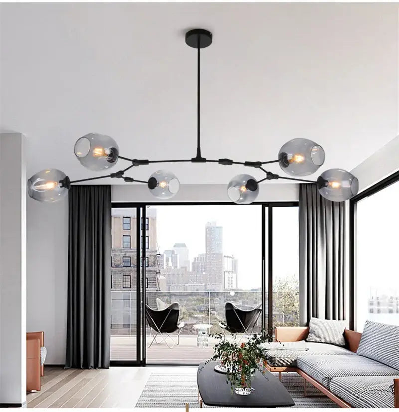 Modern nordic glass cognac pendant lamp dining room chandelier