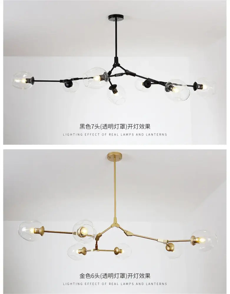 Modern nordic glass cognac pendant lamp dining room chandelier