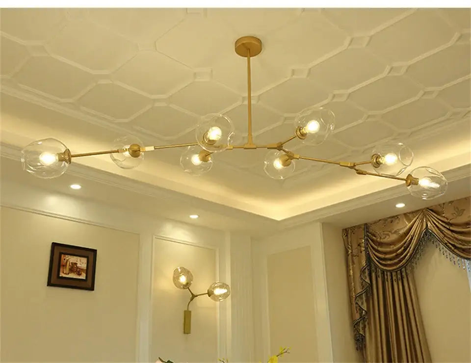 Modern nordic glass cognac pendant lamp dining room chandelier