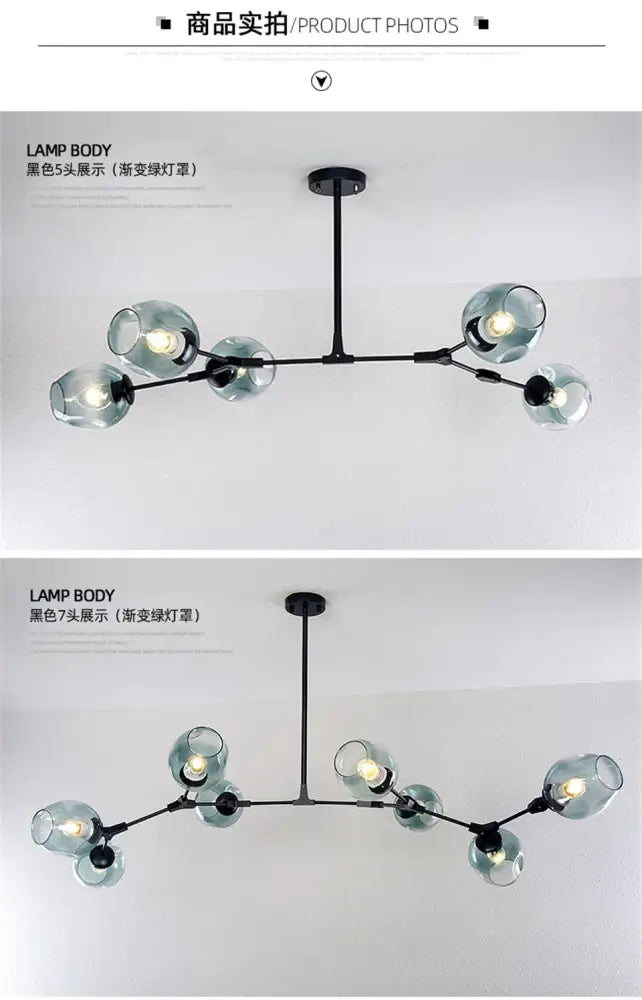 Modern gold nordic lustre glass chandelier dining room light