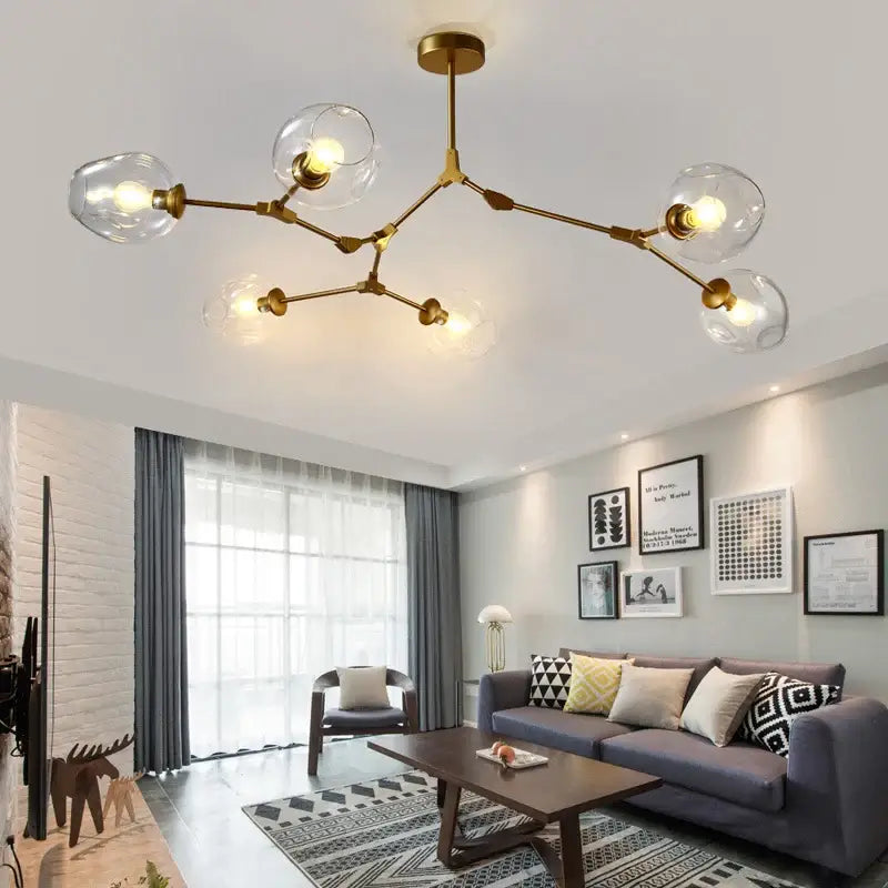 Modern gold nordic lustre glass chandelier dining room light
