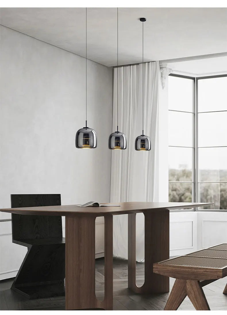 Modern amber nordic glass pendant lamp for kitchen dining room