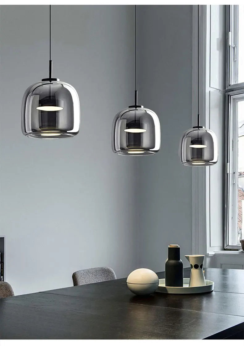 Modern amber nordic glass pendant lamp for kitchen dining room