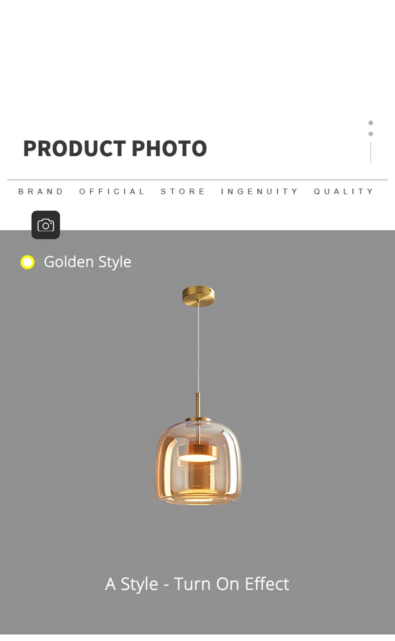 Modern amber nordic glass pendant lamp for kitchen dining room