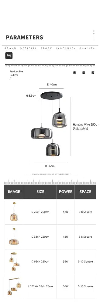 Modern amber nordic glass pendant lamp for kitchen dining room