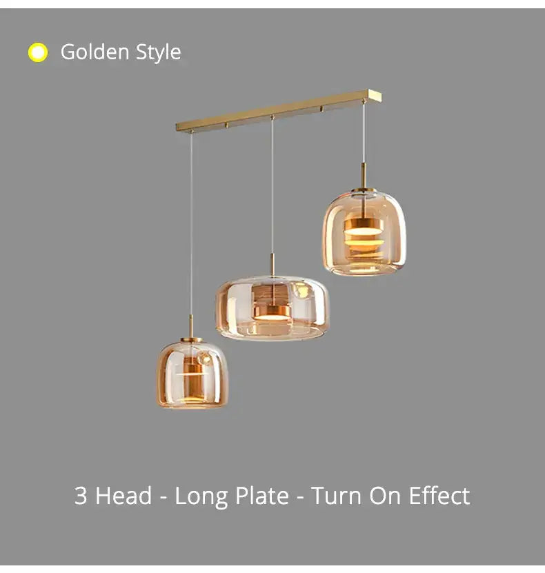 Modern amber nordic glass pendant lamp for kitchen dining room