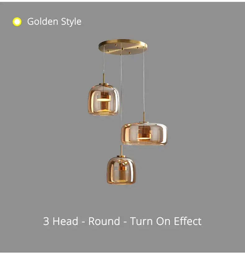 Modern amber nordic glass pendant lamp for kitchen dining room