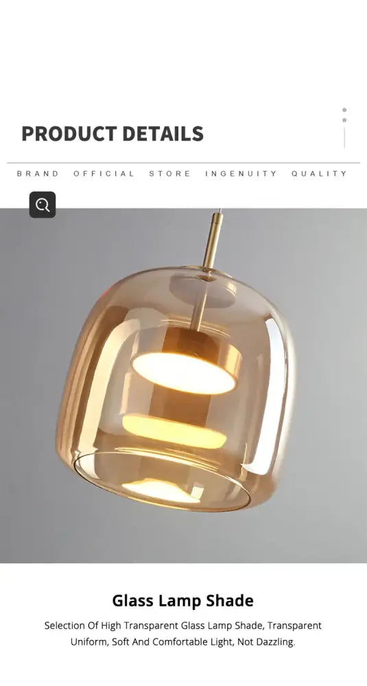 Modern amber nordic glass pendant lamp for kitchen dining room