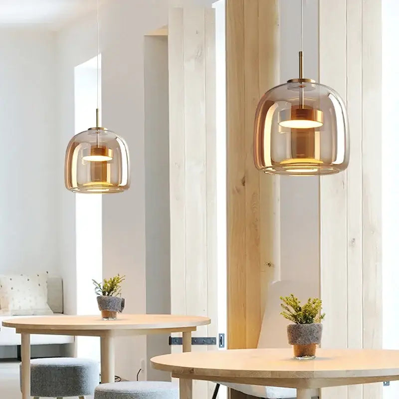Modern amber nordic glass pendant lamp for kitchen dining room