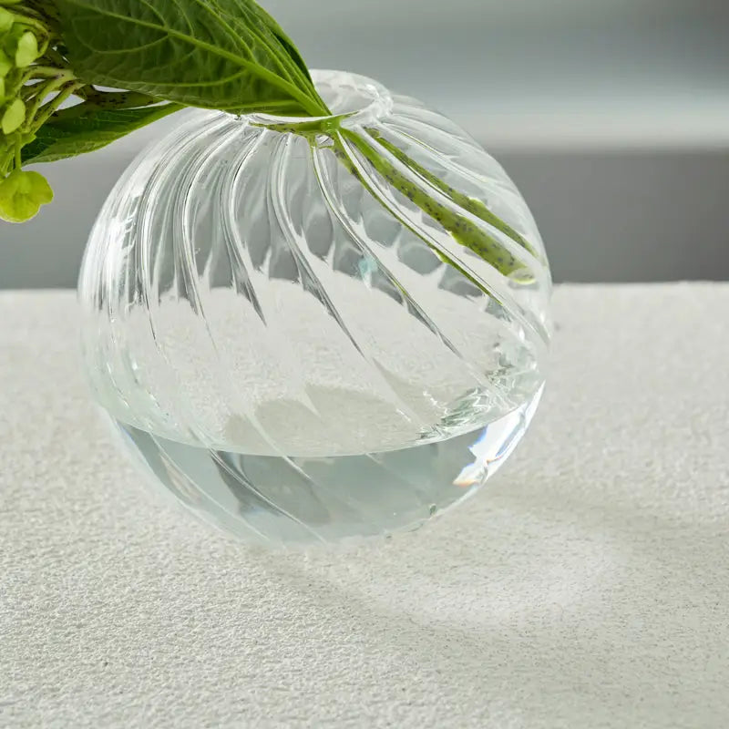 Modern nordic glass ribbed vase set living room decor