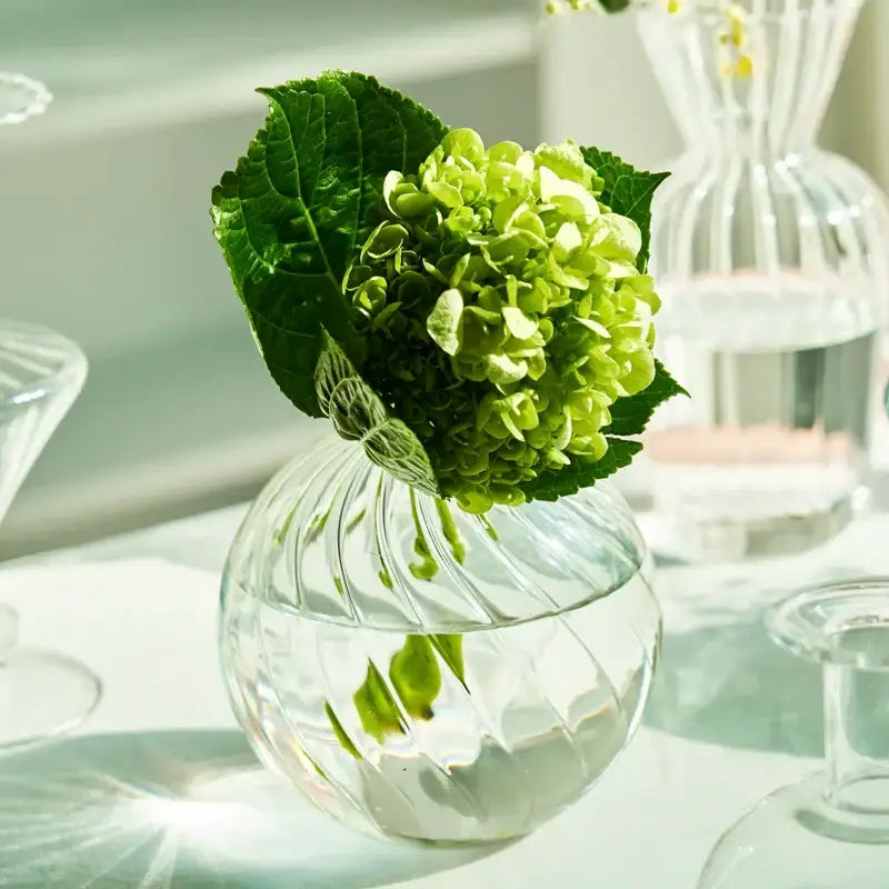 Modern nordic glass ribbed vase set living room decor
