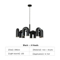 Modern black curved led ceiling chandelier for living room