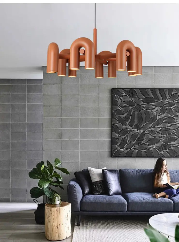 Modern black eight light led ceiling chandelier for living room