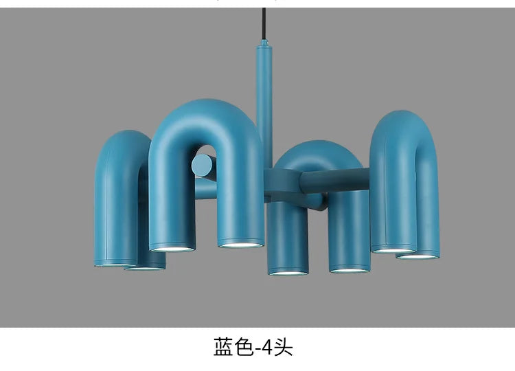 Modern black six arm led ceiling chandelier living room light