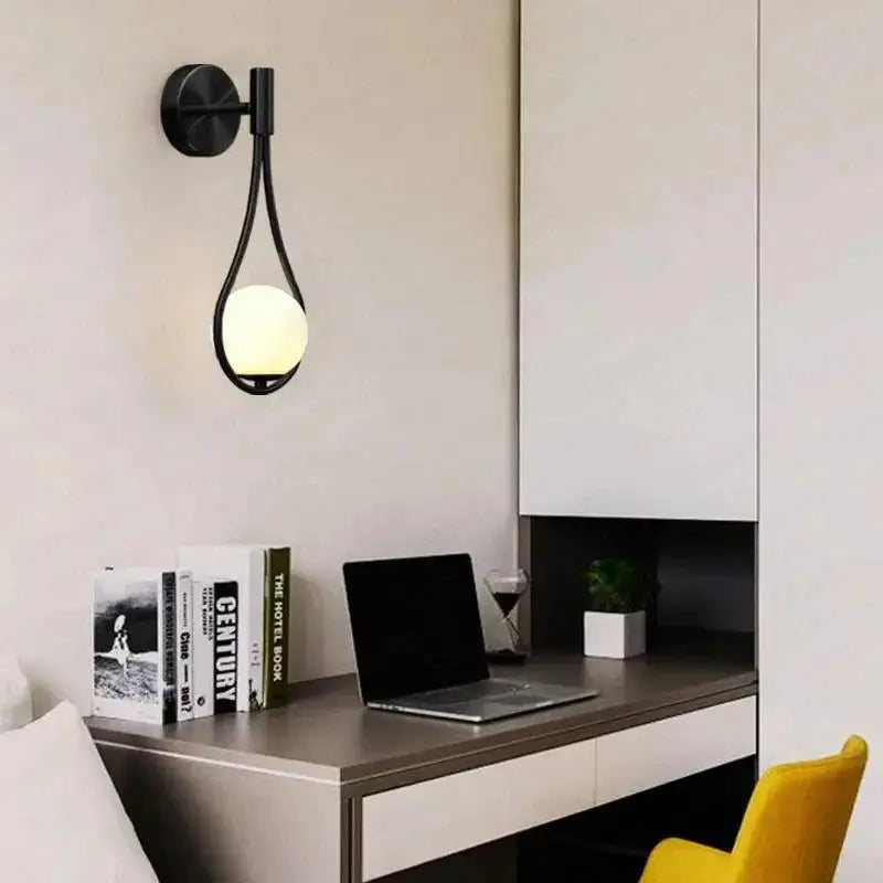 Modern black teardrop livi wall lamp bedroom sconce