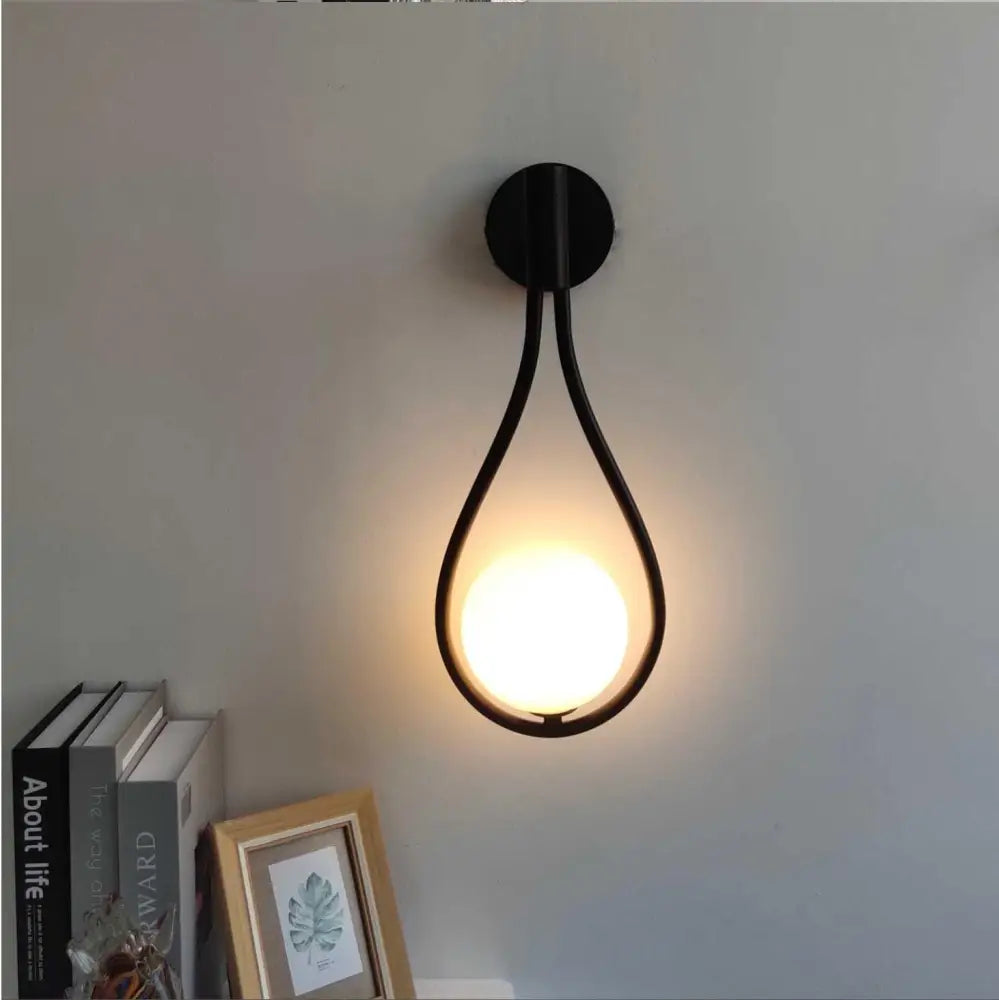 Modern black teardrop livi wall lamp bedroom sconce