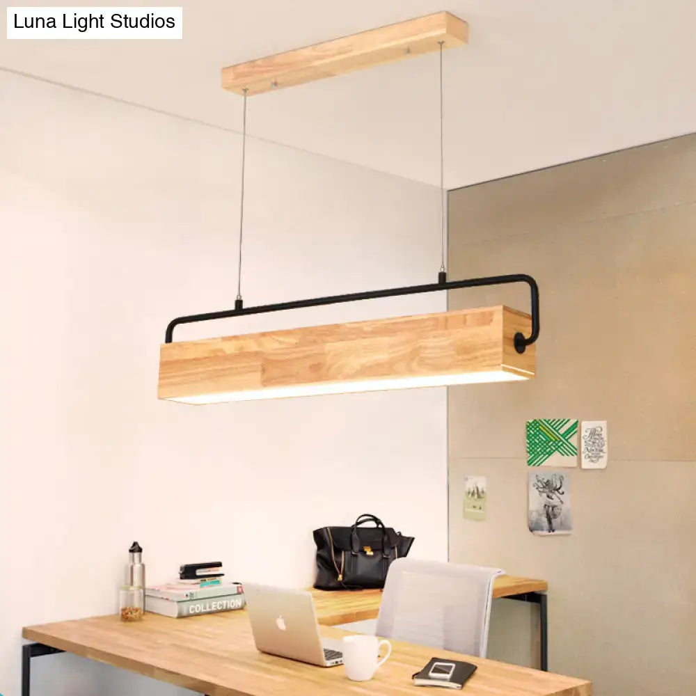 Modern nordic wood and black island pendant light dining room