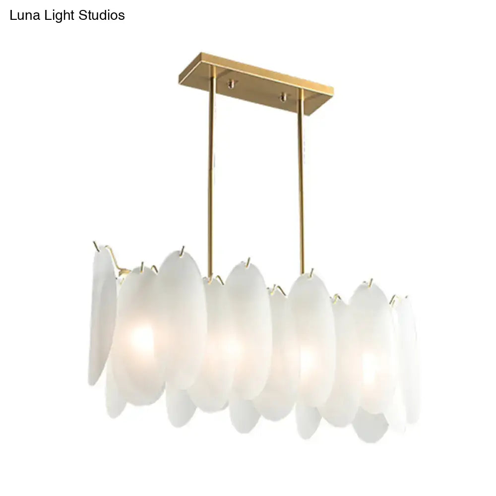 Modern gold milk glass petal ceiling light – dining room pendant