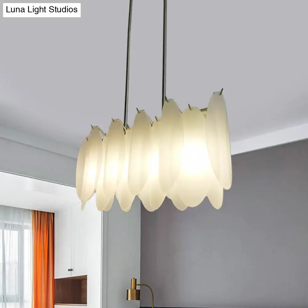 Modern gold milk glass petal ceiling light – dining room pendant