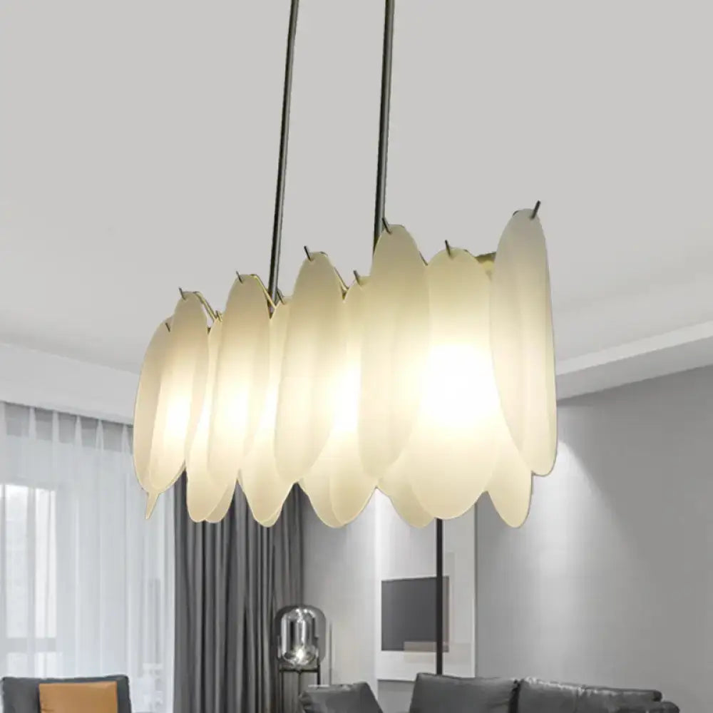 Modern gold milk glass petal ceiling light – dining room pendant
