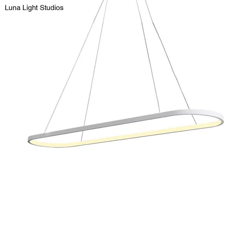 DecorBites™ Modern Oval Suspended LED Restaurant Island Light in Black/White: Stylish Metal Fixture