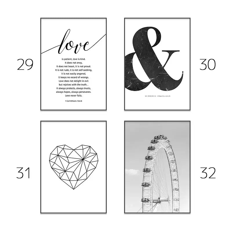 Modern pink aesthetic black & white ampersand wall art bedroom print