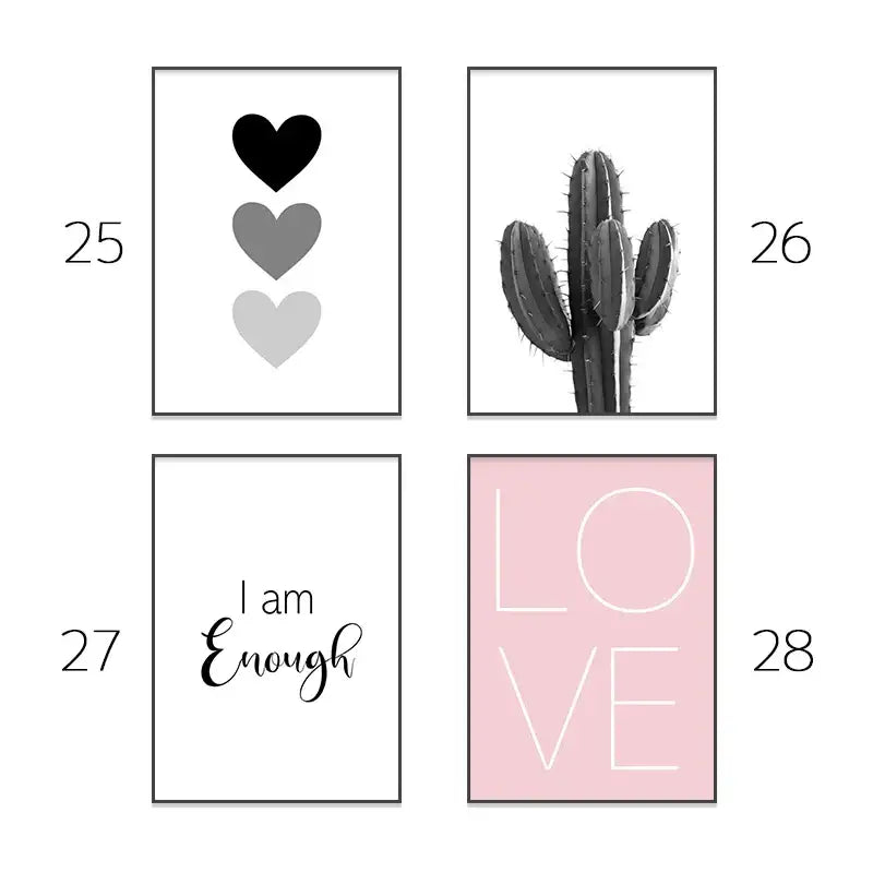 Modern pink minimalist wall art sketch for bedroom