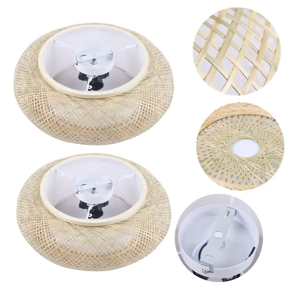 Modern rattan pendant light ceiling fan – living room bamboo texture