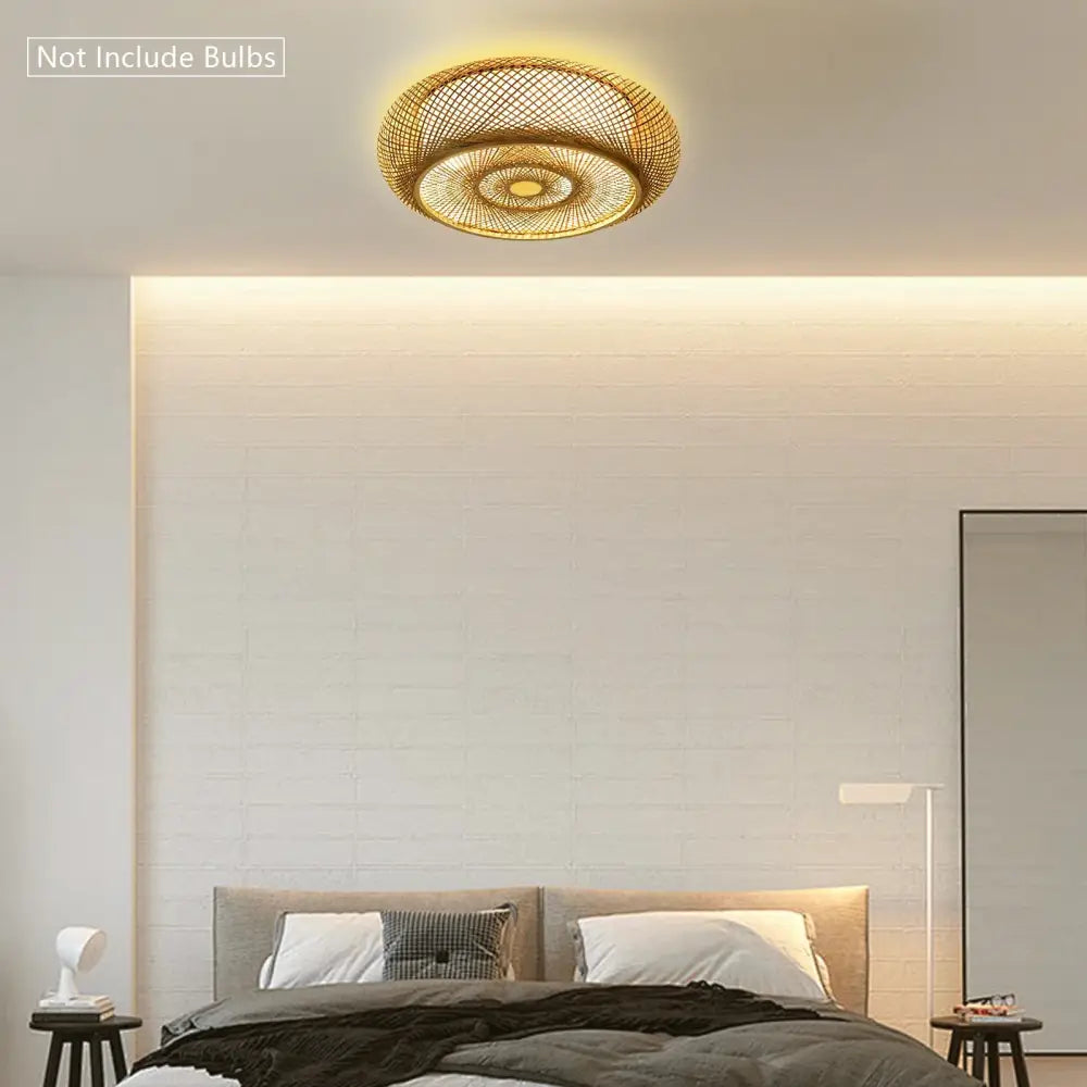 Modern rattan pendant light ceiling fan – living room bamboo texture
