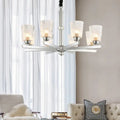 Modern ribbed glass chrome chandelier – living room pendant light