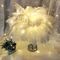 Modern romantic white feather table lamp for bedroom bedroom led lighting