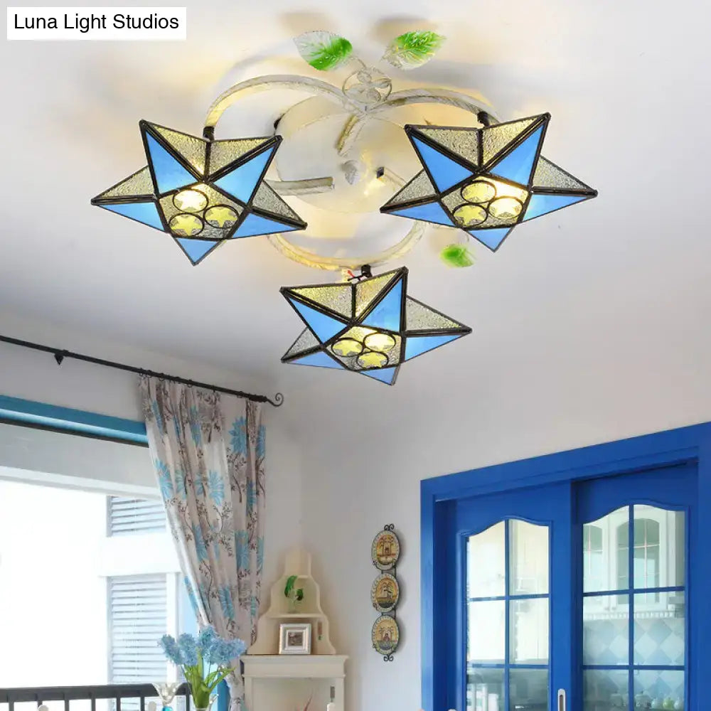 Modern tiffany stained glass star ceiling light for bedroom