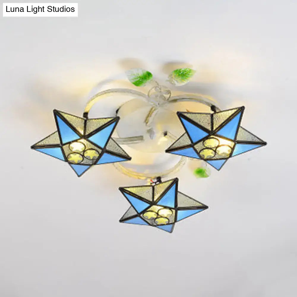 Modern tiffany stained glass star ceiling light for bedroom