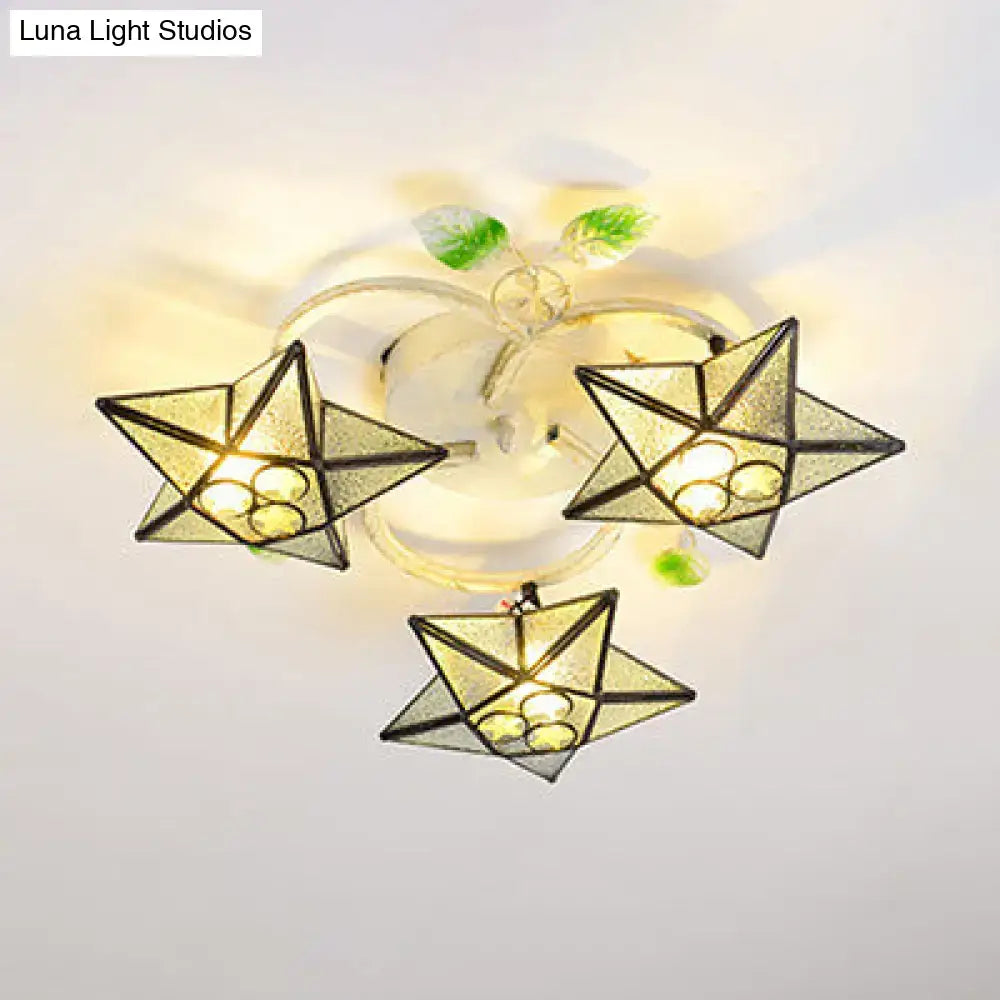 Modern tiffany stained glass star ceiling light for bedroom