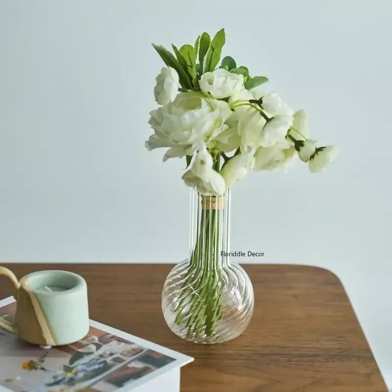 Modern ribbed transparent glass vases living room decorate root