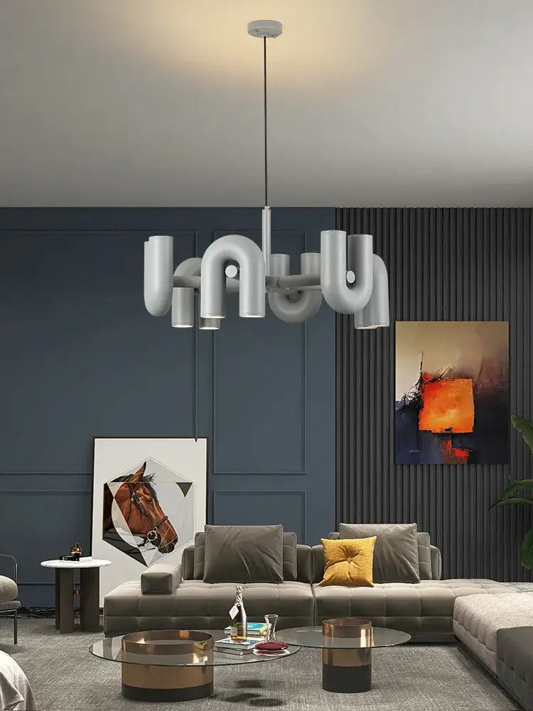 Modern pink neon inquiry led ceiling chandelier bedroom light