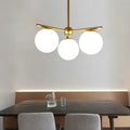 Modern gold 3-light white frosted glass globe chandelier bedroom