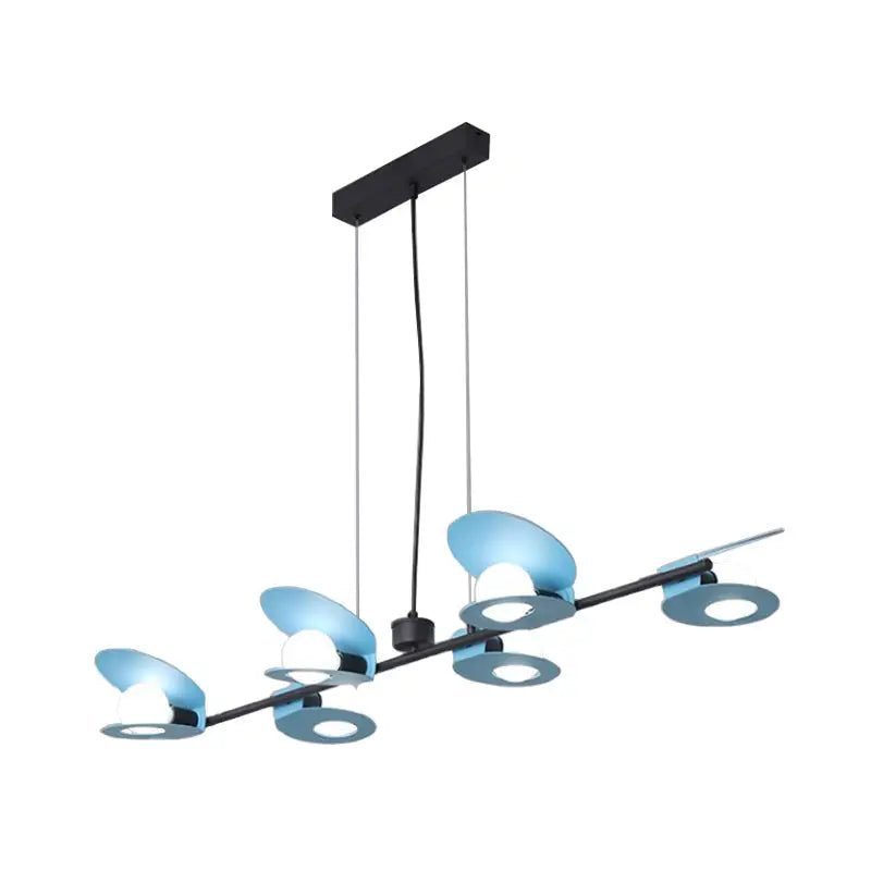 Modernist blue & black island ceiling light for dining room