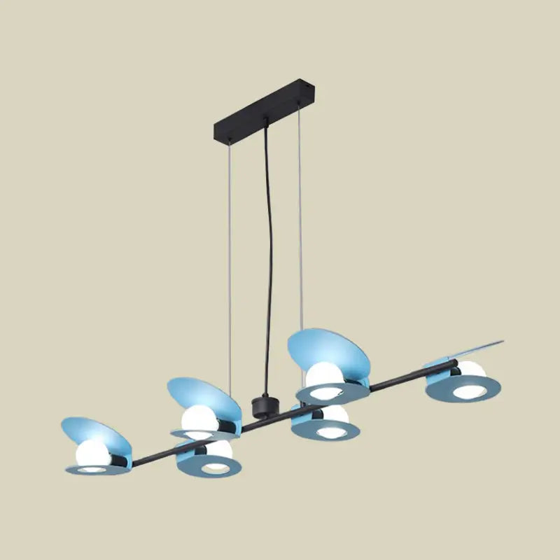 Modernist blue & black island ceiling light for dining room