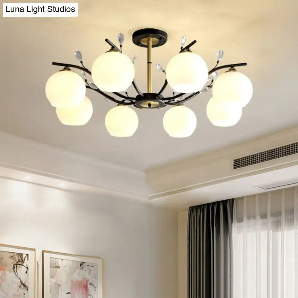 Modernist black & gold cream clear glass ceiling light dining room