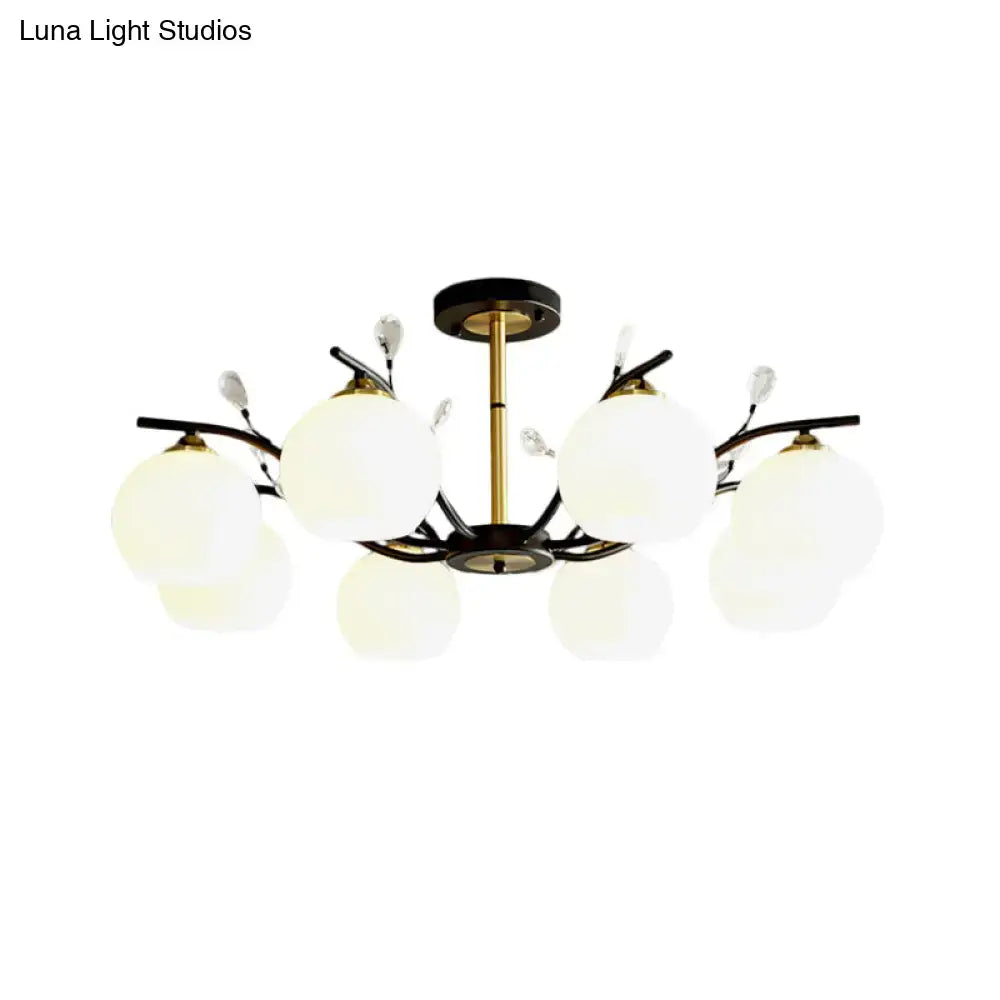 Modernist black & gold cream clear glass ceiling light dining room