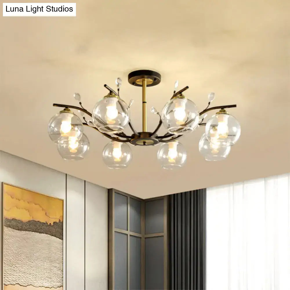 Modernist black & gold cream clear glass ceiling light dining room