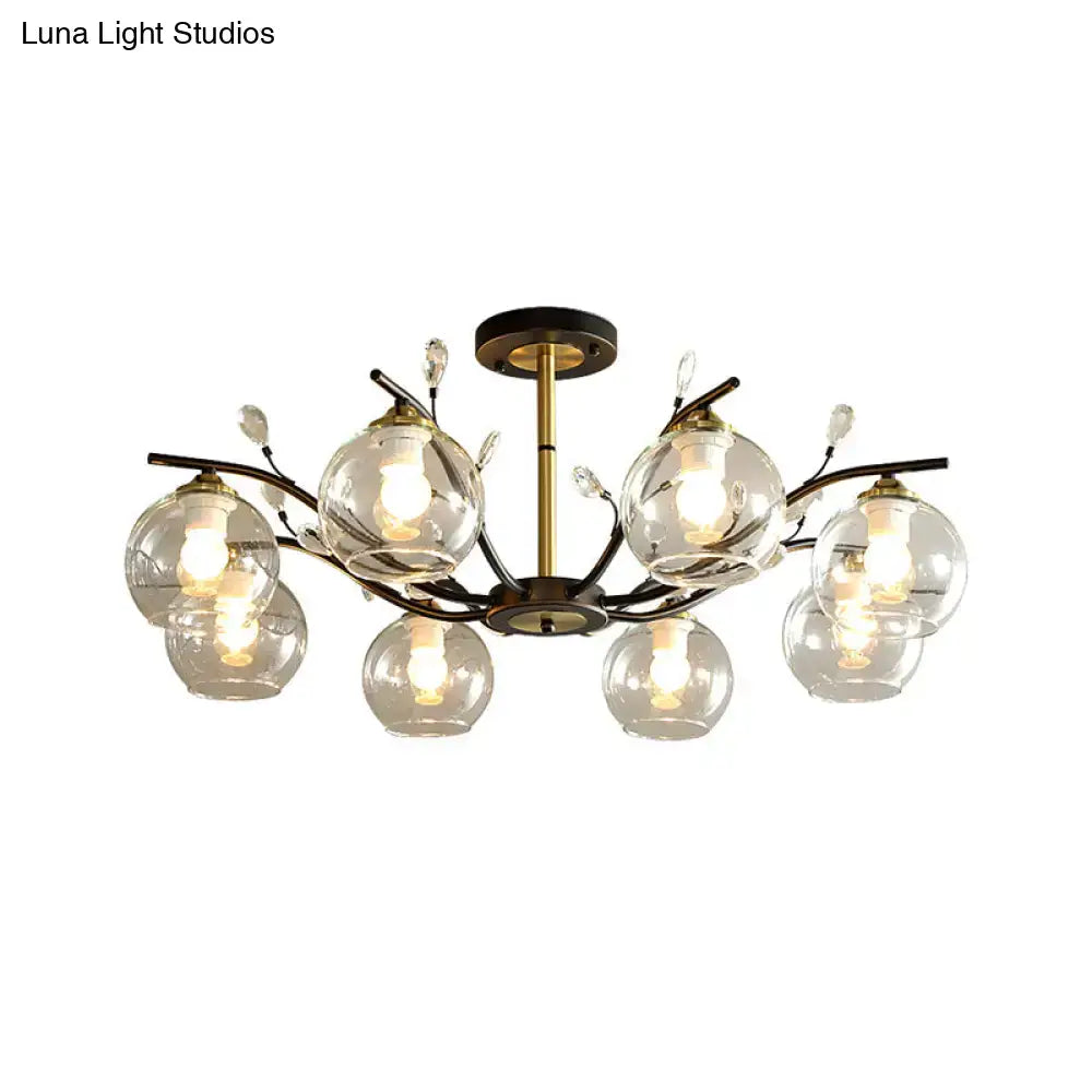 Modernist black & gold cream clear glass ceiling light dining room